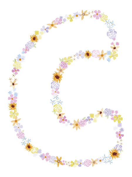 Floral Alphabet Print - C