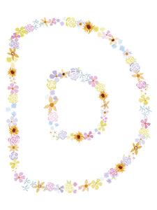Floral Alphabet Print - D