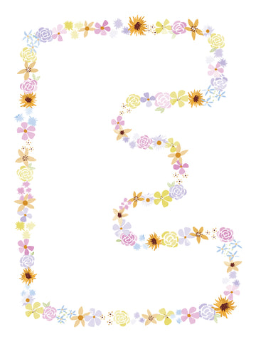 Floral Alphabet Print - E