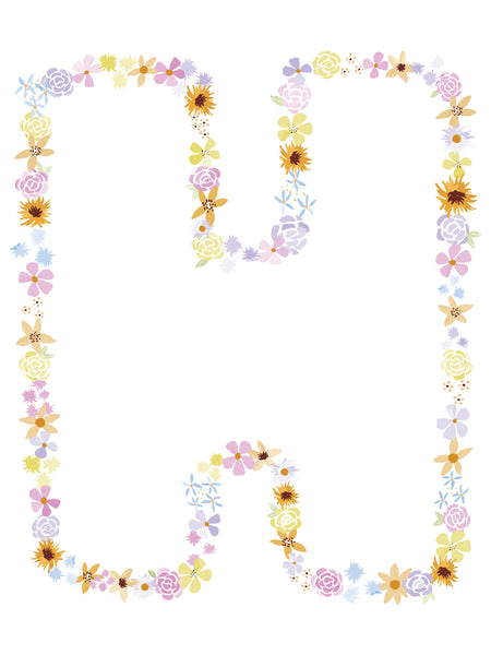 Floral Alphabet Print - H