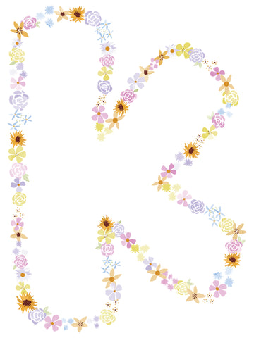 Floral Alphabet Print - K