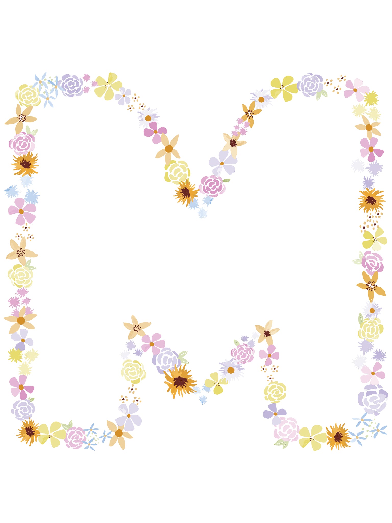 Floral Alphabet Print - M