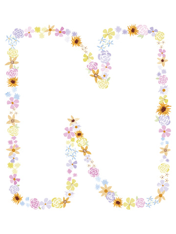 Floral Alphabet Print - N