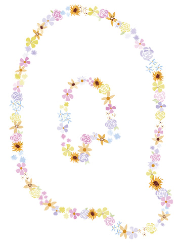Floral Alphabet Print - Q