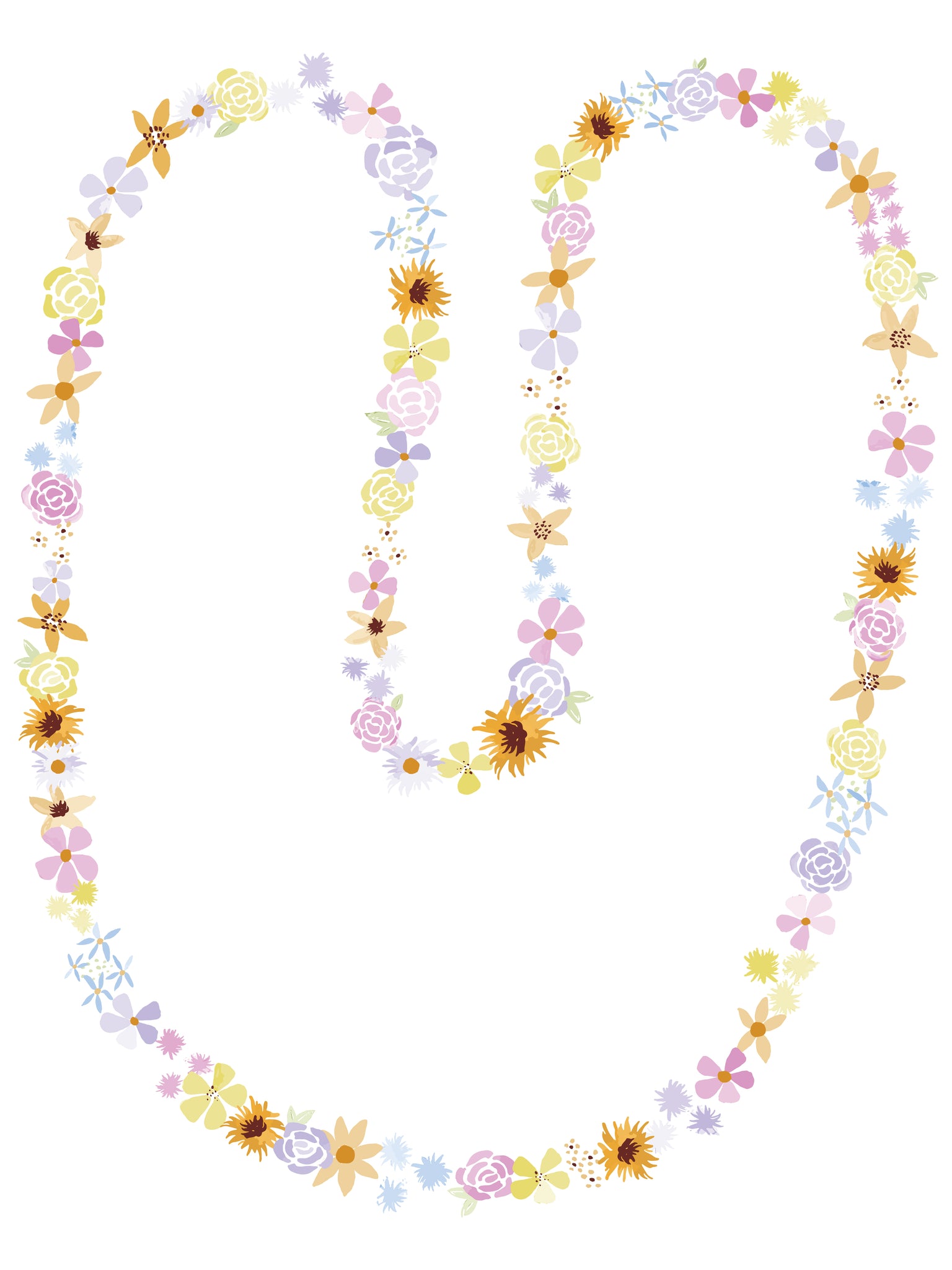 Floral Alphabet Print - U