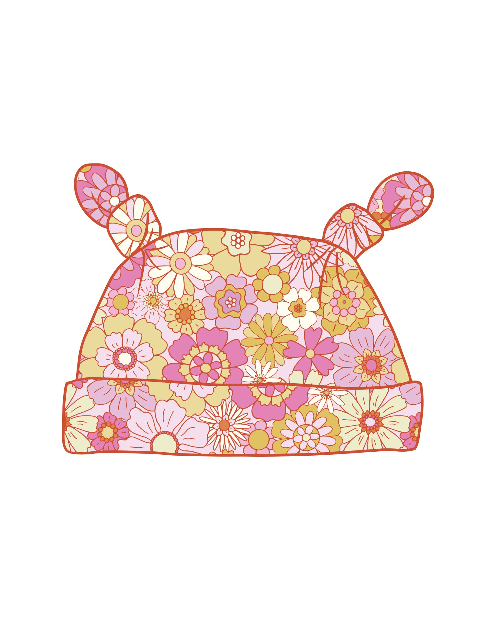 PRE-ORDER Retro Floral Bear Hat