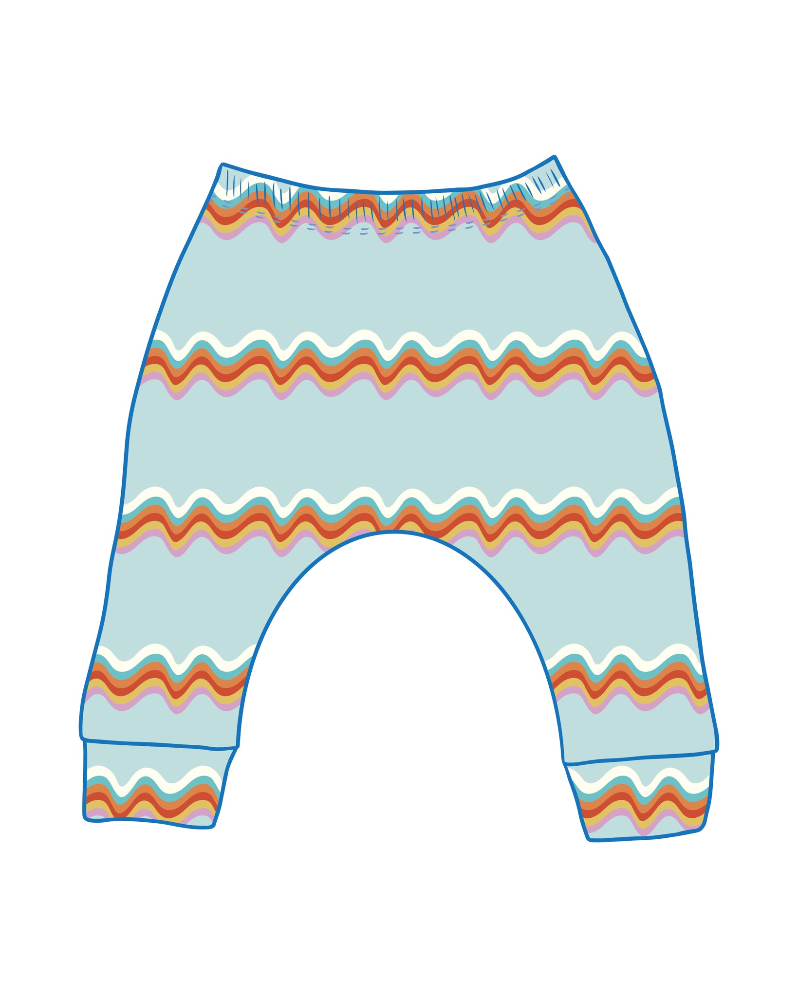PRE-ORDER Retro Rainbow Blue Harem Leggings