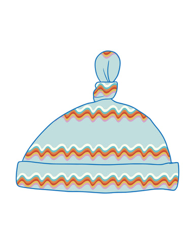 PRE-ORDER Retro Rainbow Blue Knot Hat
