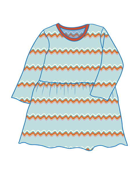 PRE-ORDER Retro Rainbow Blue Dress