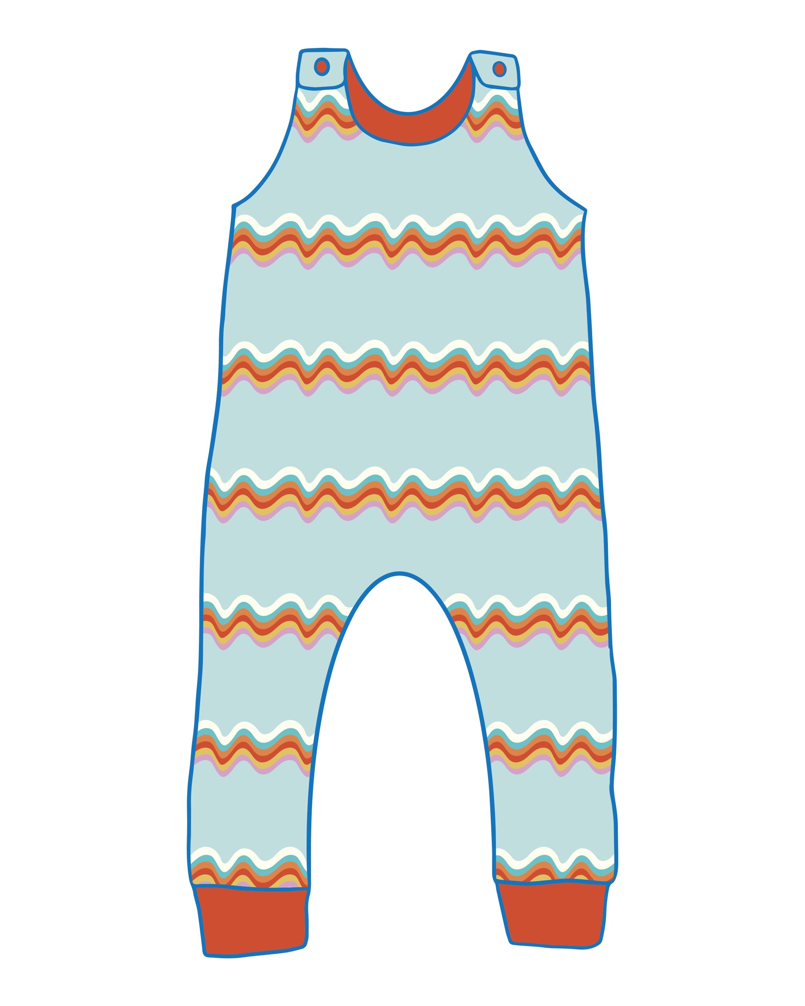 PRE-ORDER Retro Rainbow Blue Romper