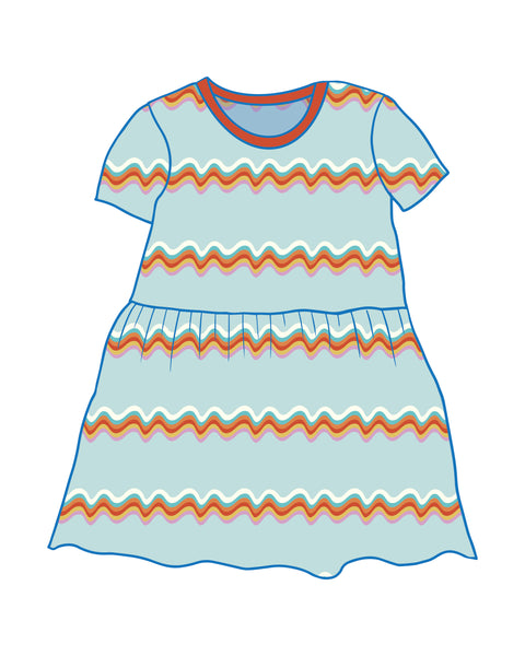 PRE-ORDER Retro Rainbow Blue Dress