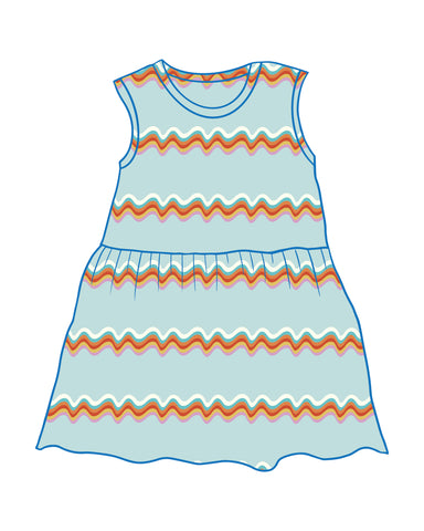 PRE-ORDER Retro Rainbow Blue Dress