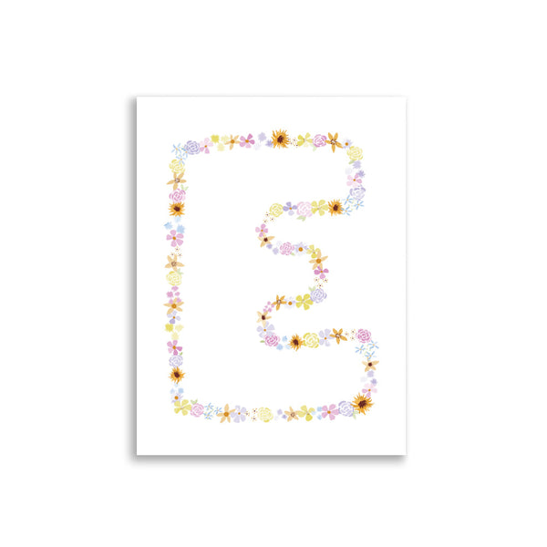 Floral Alphabet Print - E